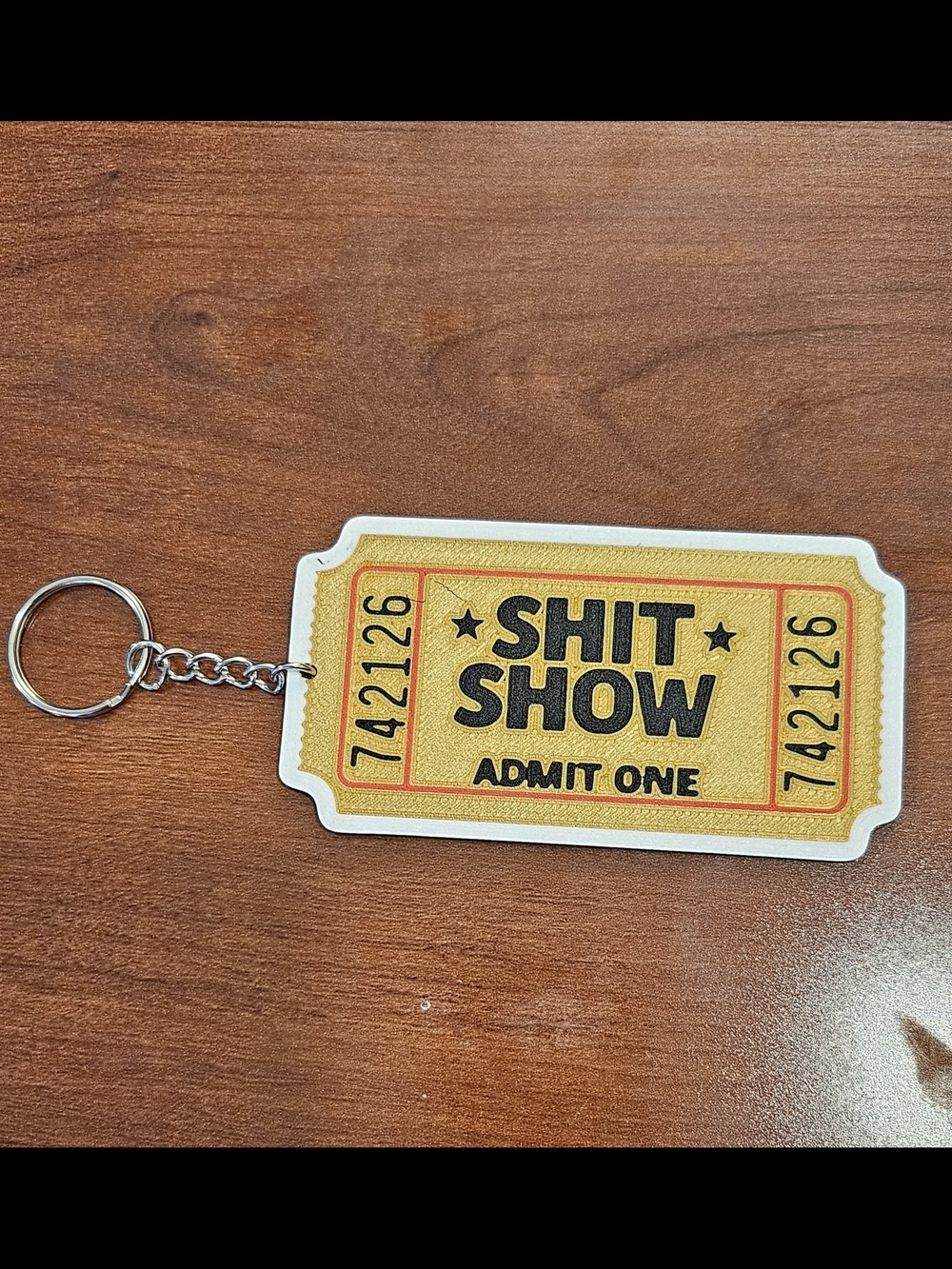 Novelty 'Shit Show' Admit One Yellow Ticket Keychain